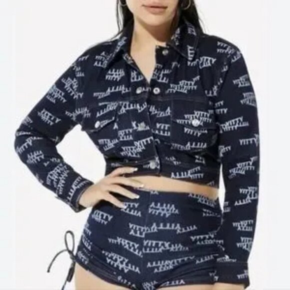 Yitty Denim is Served Crop Jean Jacket Size 1X XXL - Picture 1 of 8